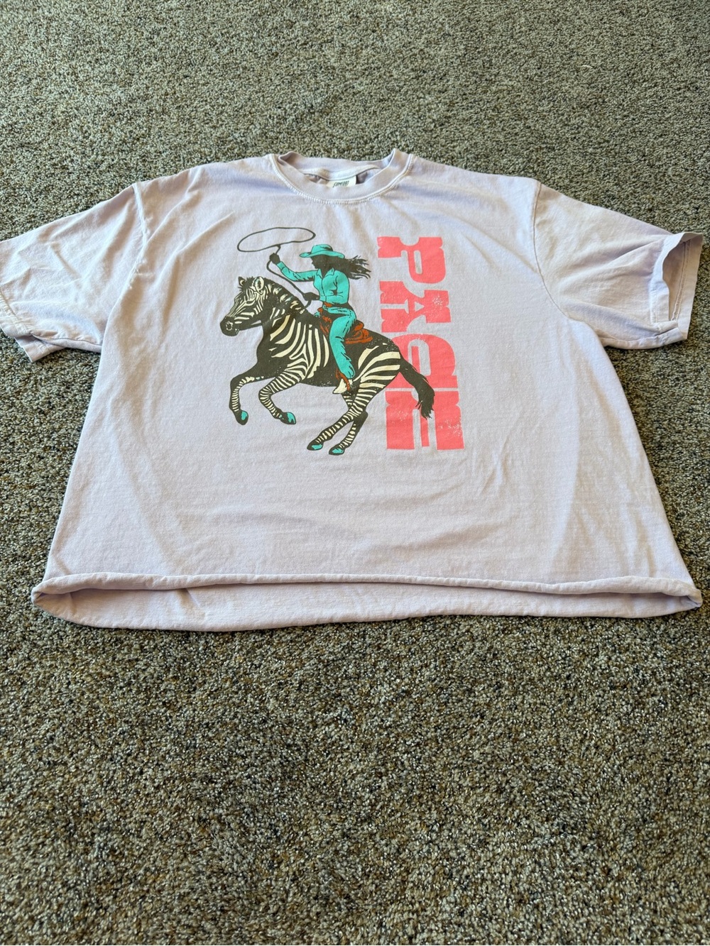 Comfort Colors XL Women's Oversized Crop Tee Rage Cowgirl Zebra Western Graphic